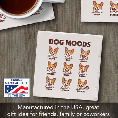 Dog Moods Single Tumbled Tile Coaster 4" Square Create Your Own Collection