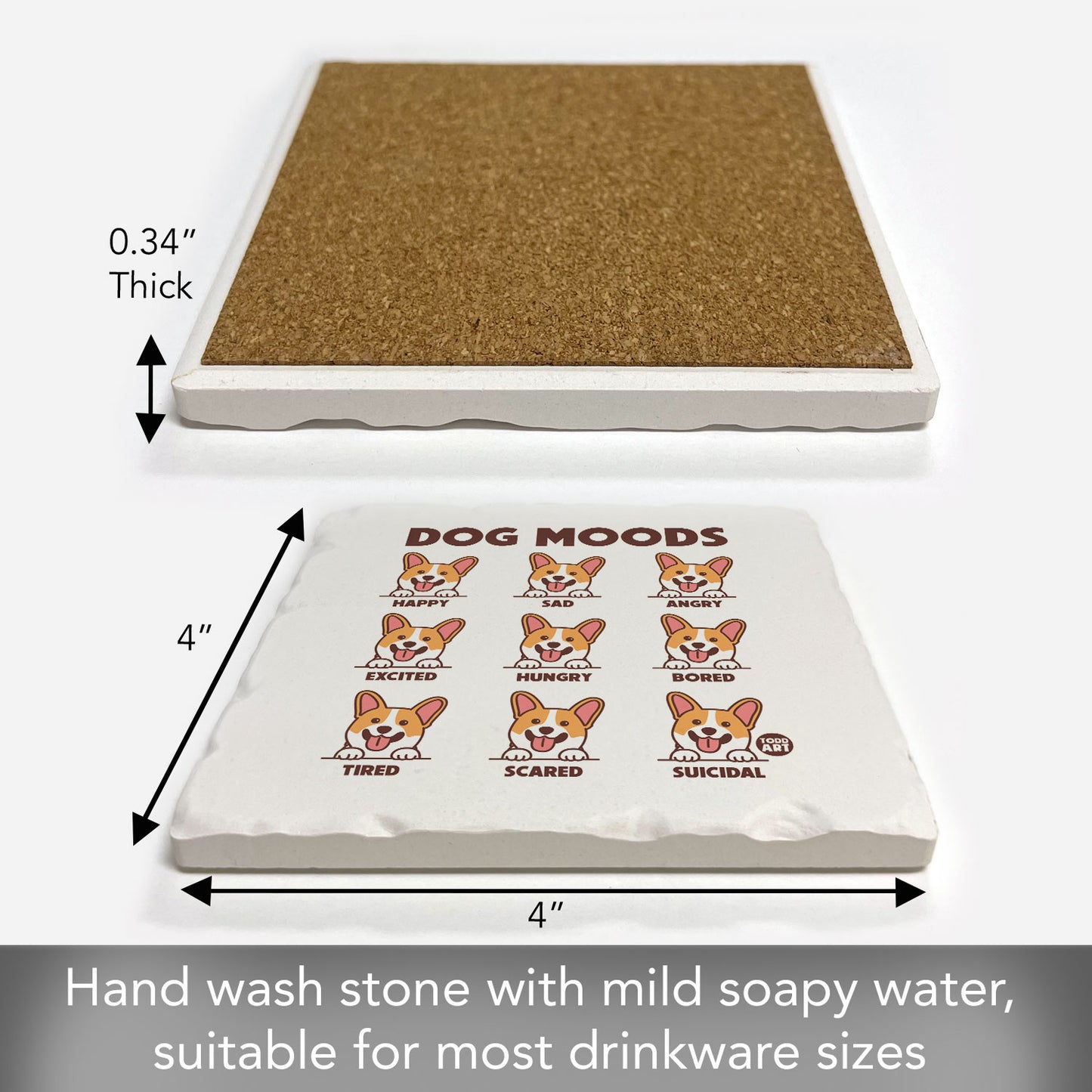 Dog Moods Single Tumbled Tile Coaster 4" Square Create Your Own Collection