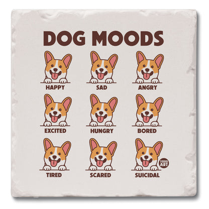 Dog Moods Single Tumbled Tile Coaster 4" Square Create Your Own Collection