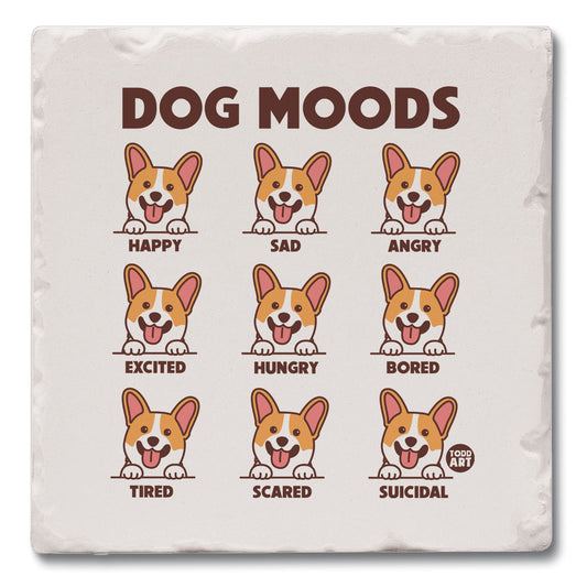 Dog Moods Single Tumbled Tile Coaster 4" Square Create Your Own Collection