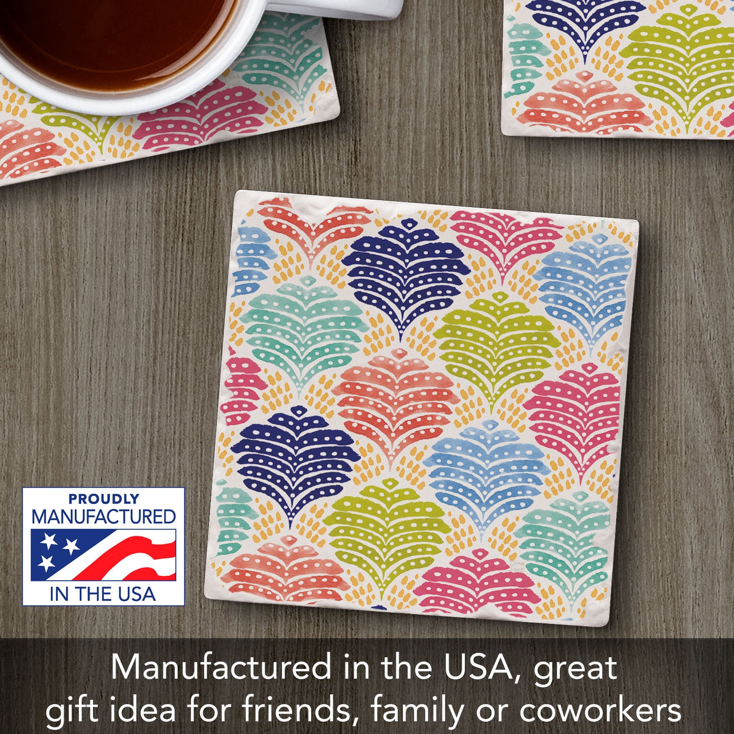 Coral Fan Single Tumbled Tile Coaster 4" Square Create Your Own Collection