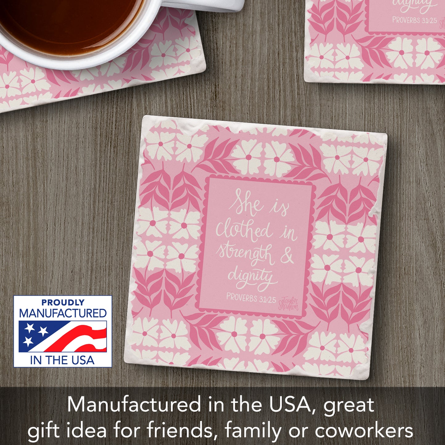 Strength & Dignity Single Tumbled Tile Coaster 4" Square Create Your Own Collection