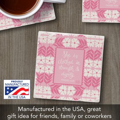 Strength & Dignity Single Tumbled Tile Coaster 4" Square Create Your Own Collection
