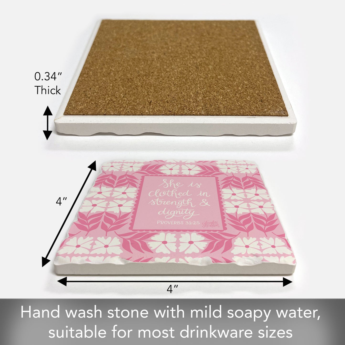 Strength & Dignity Single Tumbled Tile Coaster 4" Square Create Your Own Collection