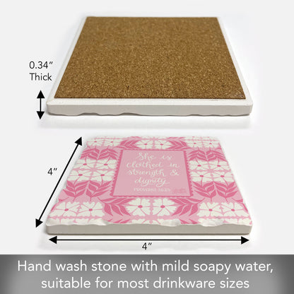 Strength & Dignity Single Tumbled Tile Coaster 4" Square Create Your Own Collection