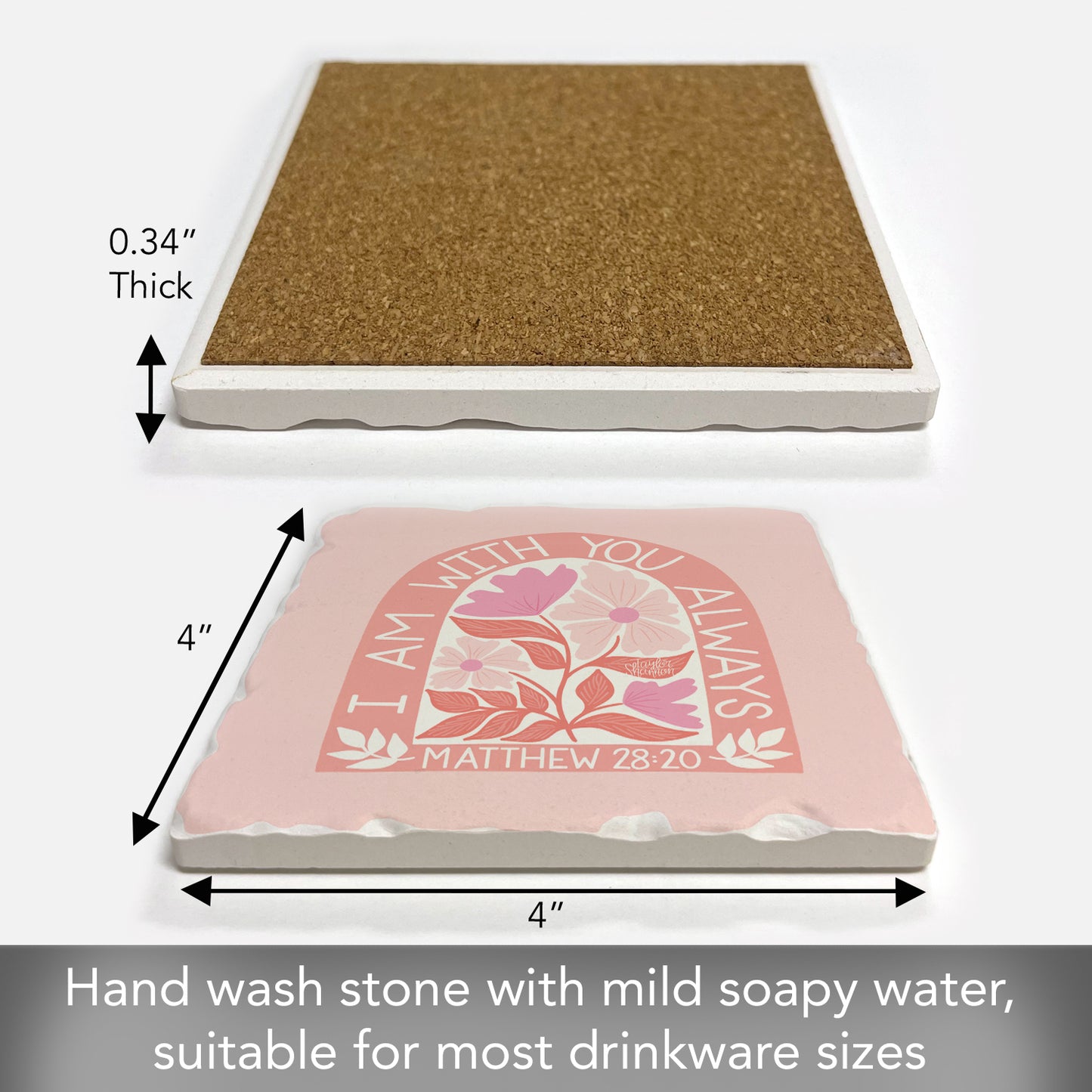 With You Always Single Tumbled Tile Coaster 4" Square Create Your Own Collection