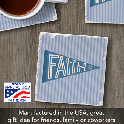 Blue Faith Single Tumbled Tile Coaster 4" Square Create Your Own Collection