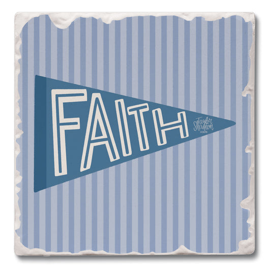 Blue Faith Single Tumbled Tile Coaster 4" Square Create Your Own Collection