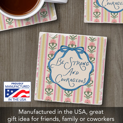 Strong & Courageous Single Tumbled Tile Coaster 4" Square Create Your Own Collection