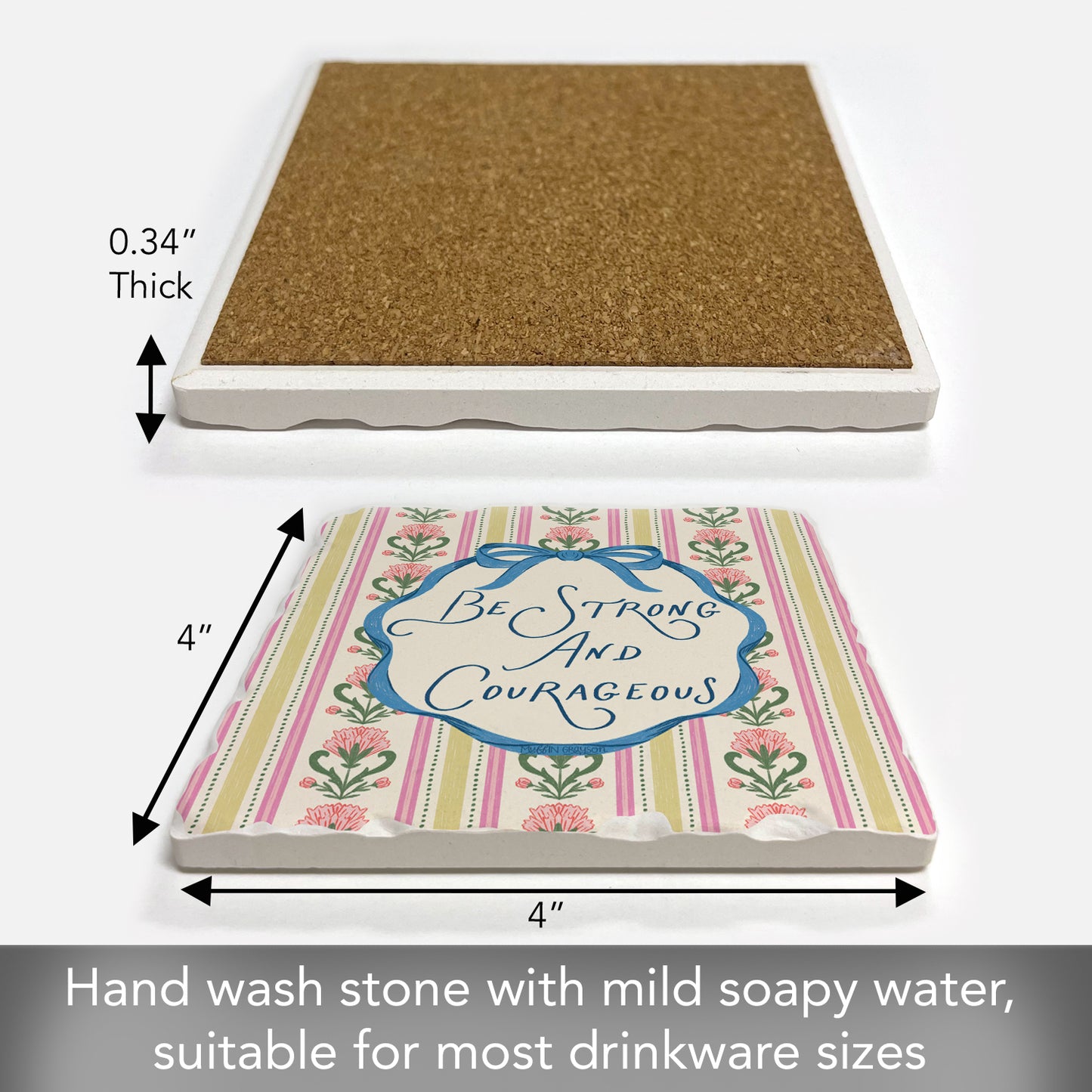 Strong & Courageous Single Tumbled Tile Coaster 4" Square Create Your Own Collection