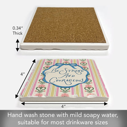 Strong & Courageous Single Tumbled Tile Coaster 4" Square Create Your Own Collection
