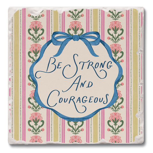 Strong & Courageous Single Tumbled Tile Coaster 4" Square Create Your Own Collection