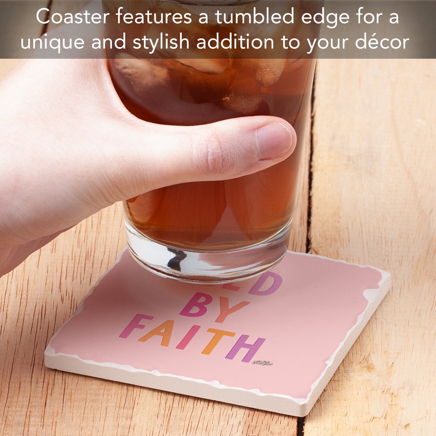 Led By Faith Single Tumbled Tile Coaster 4" Square Create Your Own Collection