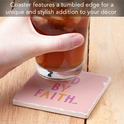 Led By Faith Single Tumbled Tile Coaster 4" Square Create Your Own Collection
