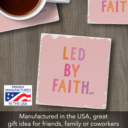 Led By Faith Single Tumbled Tile Coaster 4" Square Create Your Own Collection