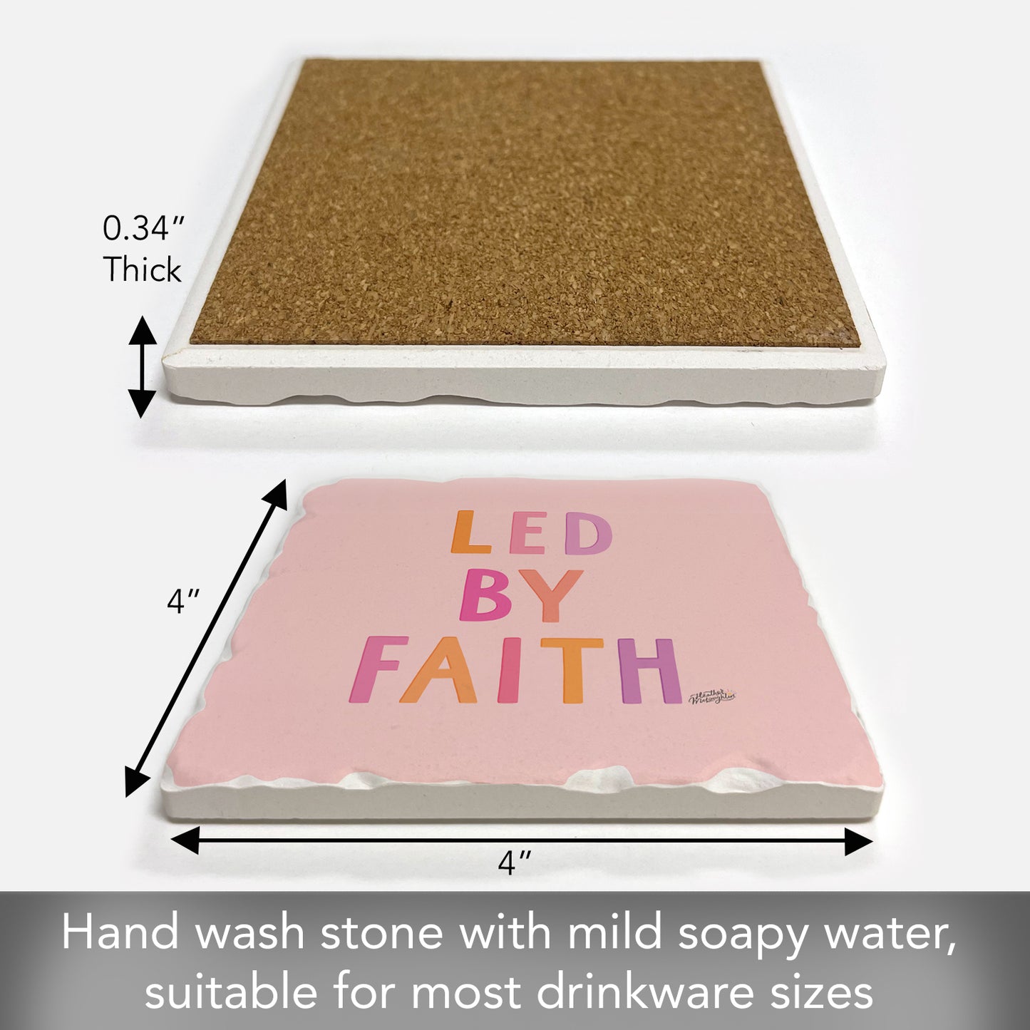 Led By Faith Single Tumbled Tile Coaster 4" Square Create Your Own Collection