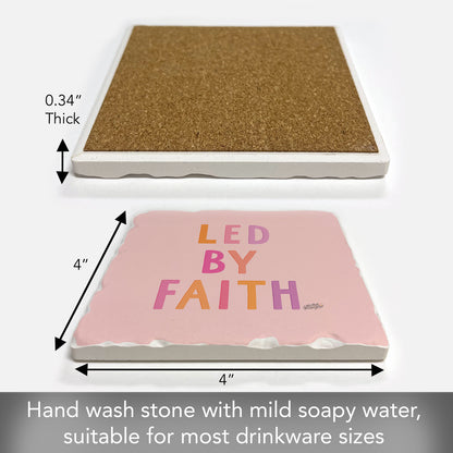 Led By Faith Single Tumbled Tile Coaster 4" Square Create Your Own Collection