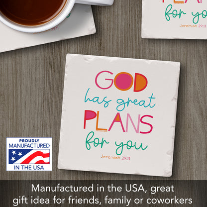 God Has Plans Single Tumbled Tile Coaster 4" Square Create Your Own Collection