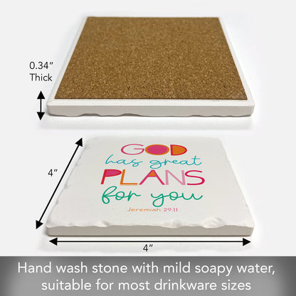 God Has Plans Single Tumbled Tile Coaster 4" Square Create Your Own Collection