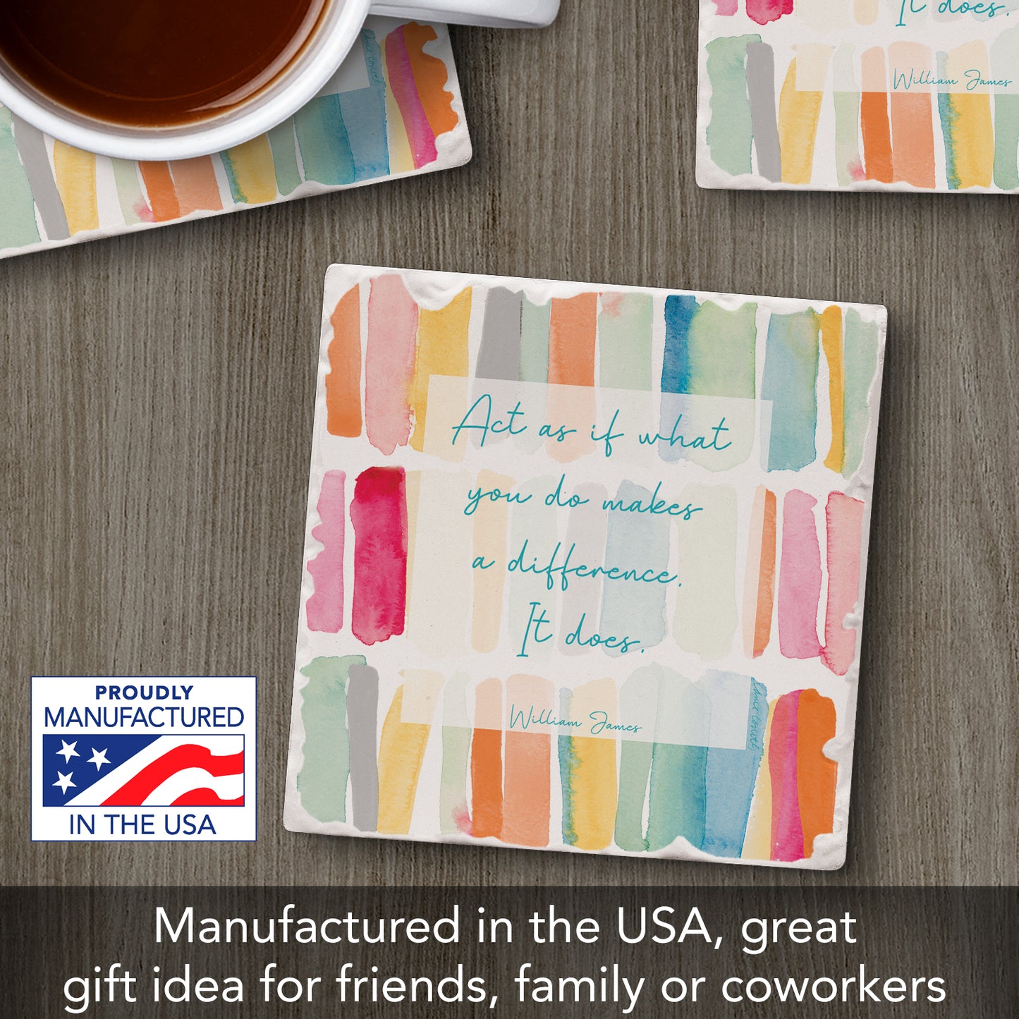 Act As If Single Tumbled Tile Coaster 4" Square Create Your Own Collection