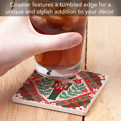 Folky Nutcracker Single Tumbled Tile Coaster 4" Square Create Your Own Collection