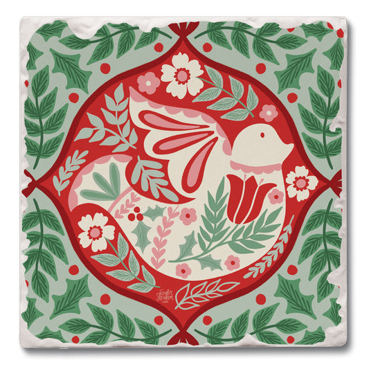 Folky Dove Single Tumbled Tile Coaster 4" Square Create Your Own Collection