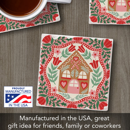 Folky House Single Tumbled Tile Coaster 4" Square Create Your Own Collection