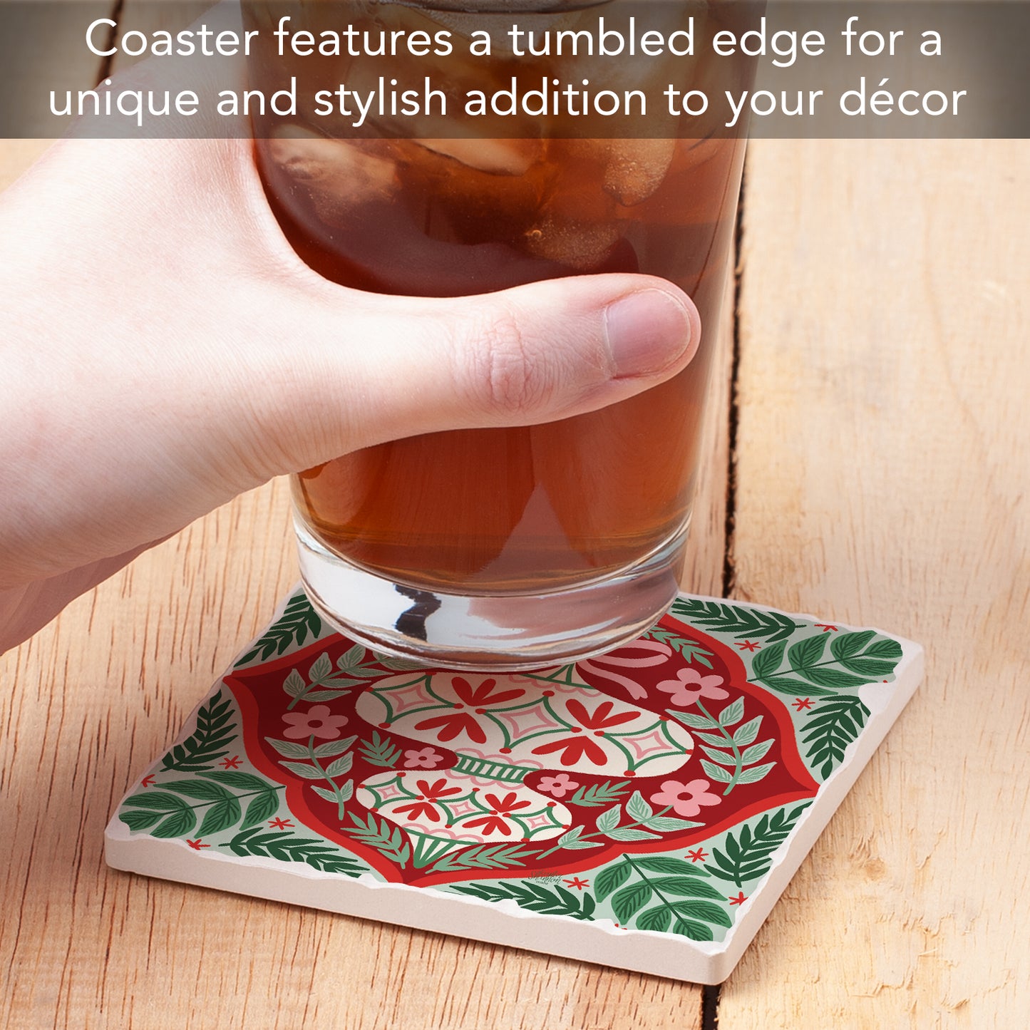 Folky Ornament Single Tumbled Tile Coaster 4" Square Create Your Own Collection