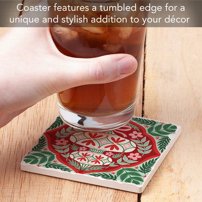 Folky Ornament Single Tumbled Tile Coaster 4" Square Create Your Own Collection