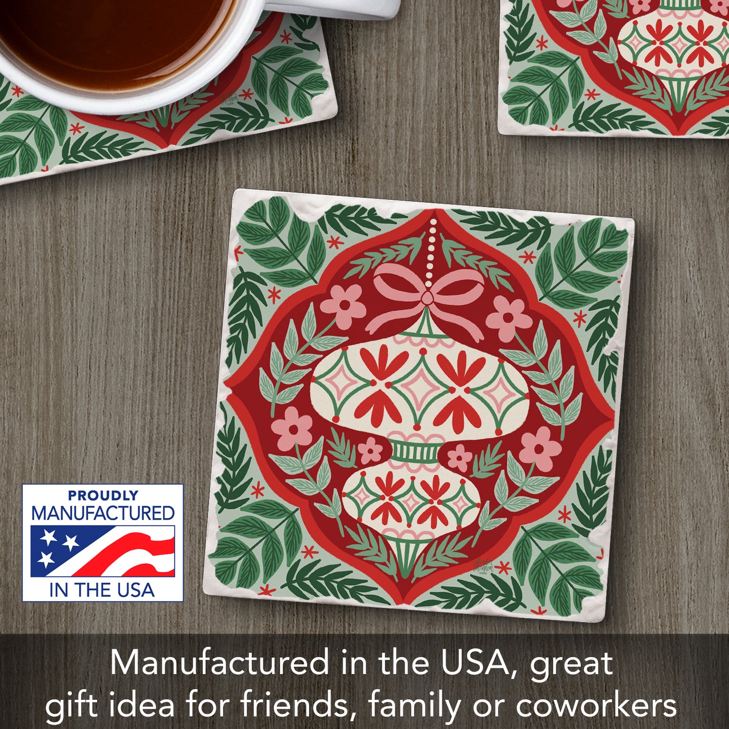 Folky Ornament Single Tumbled Tile Coaster 4" Square Create Your Own Collection