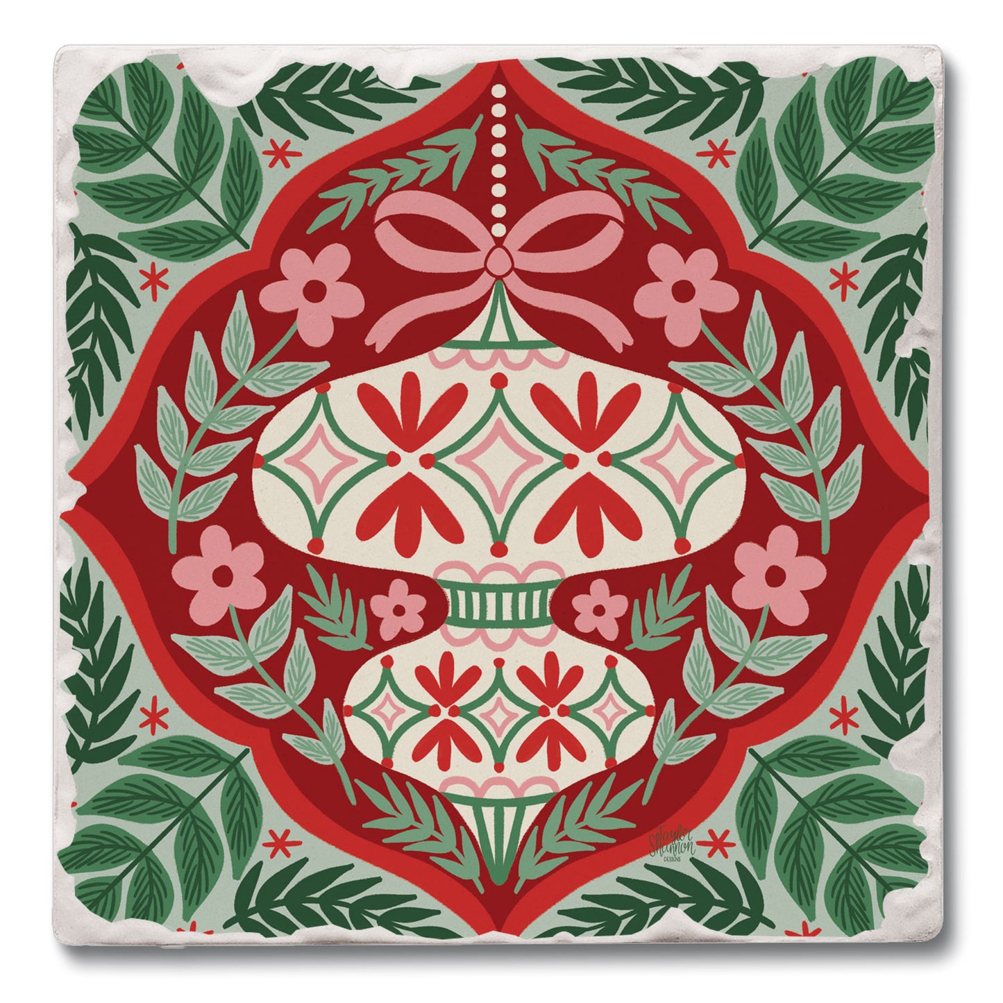 Folky Ornament Single Tumbled Tile Coaster 4" Square Create Your Own Collection