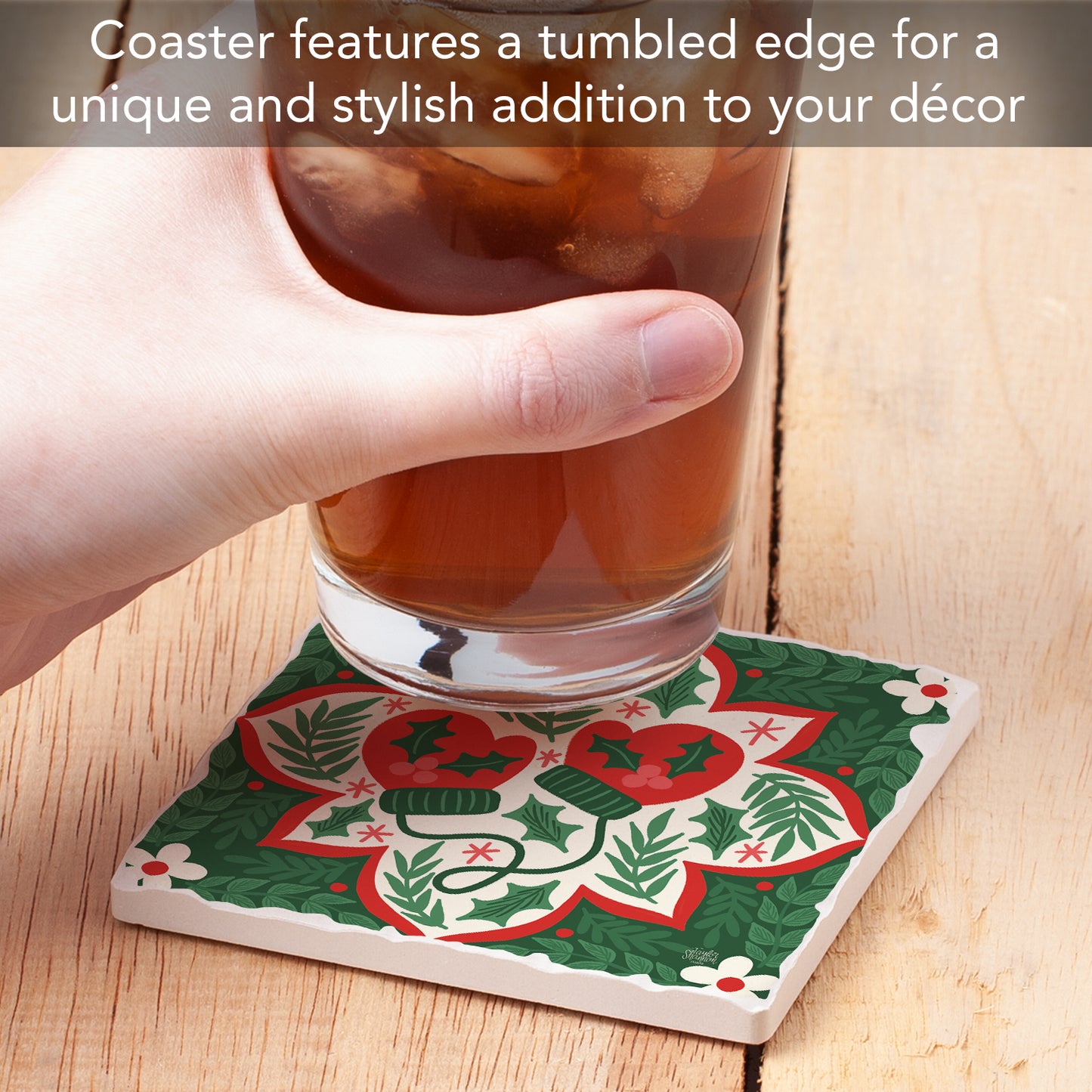 Folky Mittens Single Tumbled Tile Coaster 4" Square Create Your Own Collection