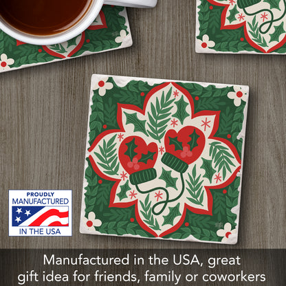 Folky Mittens Single Tumbled Tile Coaster 4" Square Create Your Own Collection
