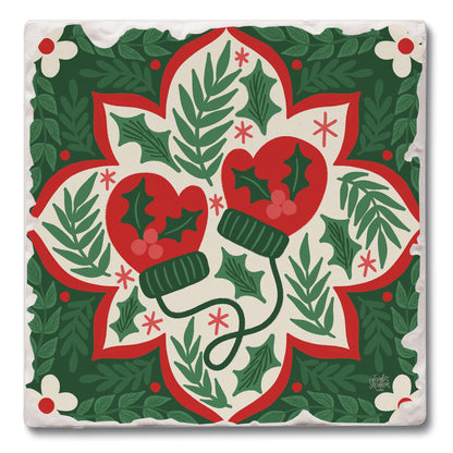 Folky Mittens Single Tumbled Tile Coaster 4" Square Create Your Own Collection