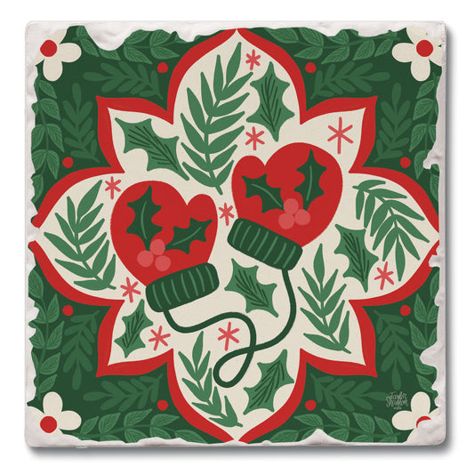 Folky Mittens Single Tumbled Tile Coaster 4" Square Create Your Own Collection