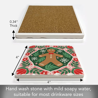 Folky Gingerbread Single Tumbled Tile Coaster 4" Square Create Your Own Collection