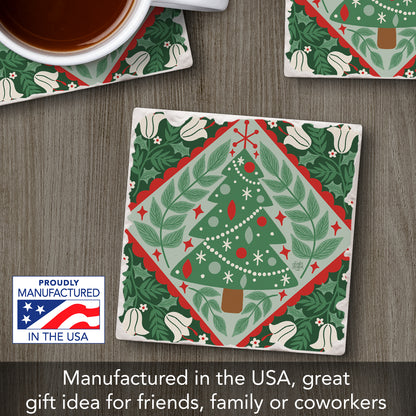Folky Tree Single Tumbled Tile Coaster 4" Square Create Your Own Collection