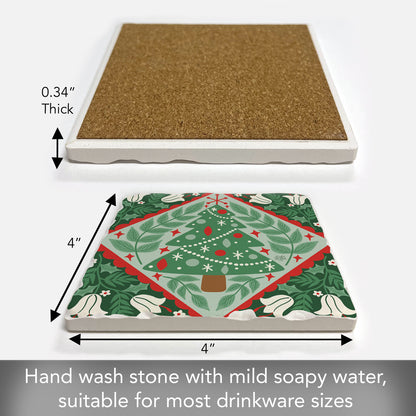 Folky Tree Single Tumbled Tile Coaster 4" Square Create Your Own Collection