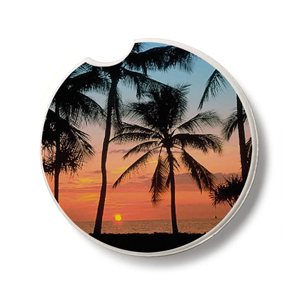 Palms Single Absorbent Stone Car Coaster 2.6” Diameter Manufactured in the USA