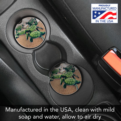 Thirstystone Baby Sea Turtles Single Absorbent Stone Coaster for Vehicle Cup Holder 2.6” Diameter Manufactured in The USA