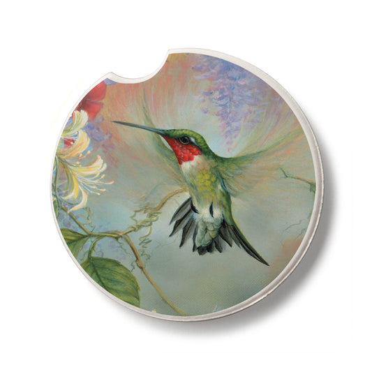 Hummingbird Single Absorbent Stone Car Coaster 2.6” Diameter Manufactured in the USA