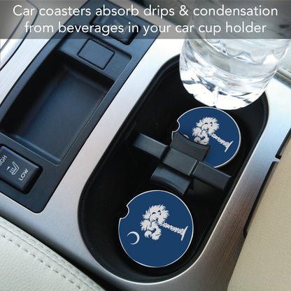 Thirstystone SC State Flag Single Absorbent Stone Coaster for Vehicle Cup Holder 2.6” Diameter Manufactured in The USA