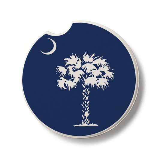 SC State Flag Single Absorbent Stone Car Coaster 2.6” Diameter Manufactured in the USA