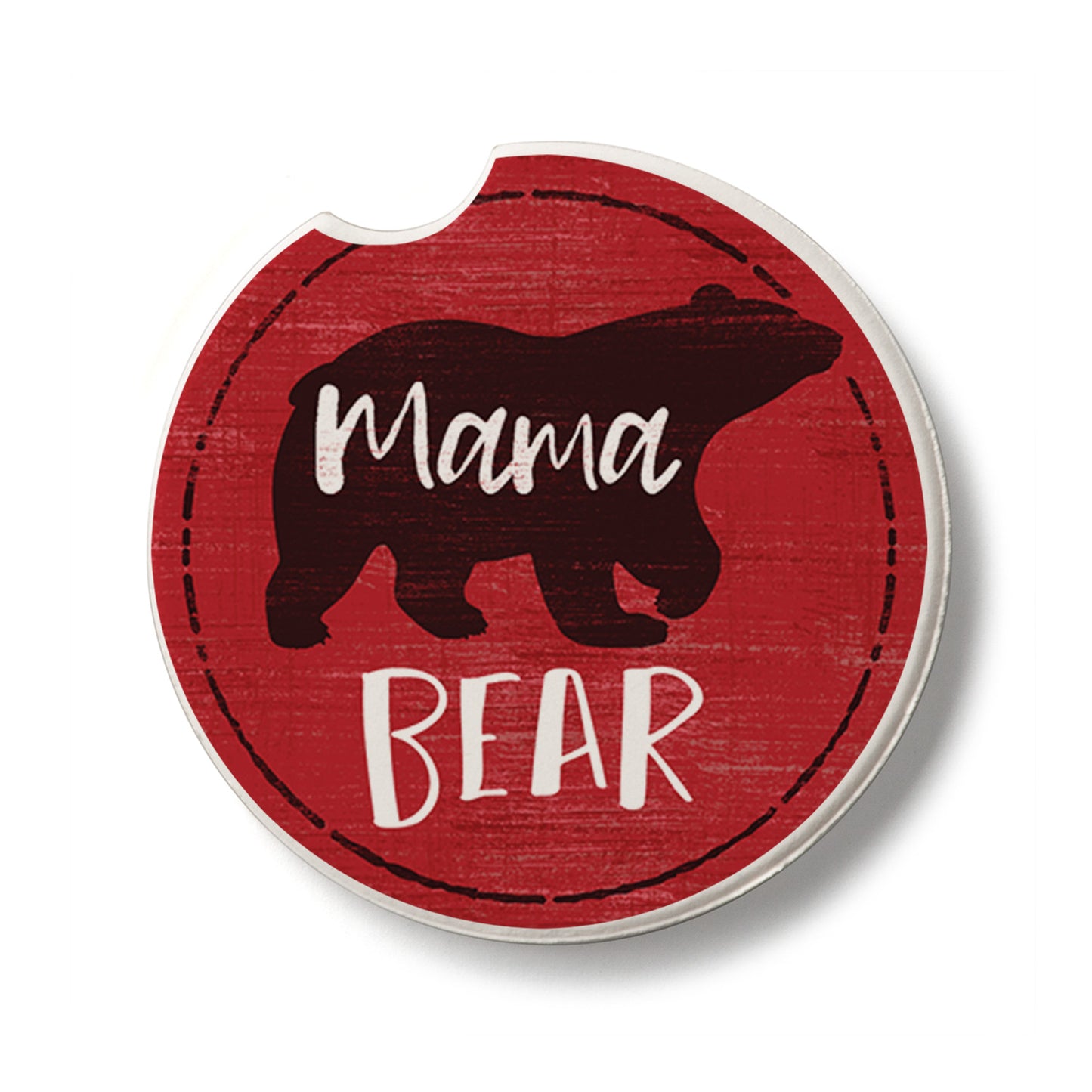 Mama Bear Single Absorbent Stone Car Coaster 2.6” Diameter Manufactured in the USA