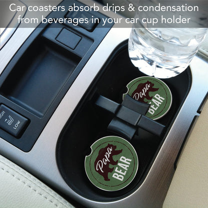 Thirstystone Papa Bear Single Absorbent Stone Coaster for Vehicle Cup Holder 2.6” Diameter Manufactured in The USA