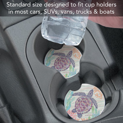 Thirstystone Sea Turtle Single Absorbent Stone Coaster for Vehicle Cup Holder 2.6” Diameter Manufactured in The USA