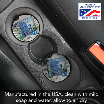 Thirstystone Chair by The Sea Single Absorbent Stone Coaster for Vehicle Cup Holder 2.6” Diameter Manufactured in The USA