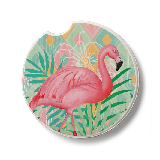 Thirstystone Diamond Flamingo Single Absorbent Stone Car Coaster 2.6” Diameter Manufactured in the USA