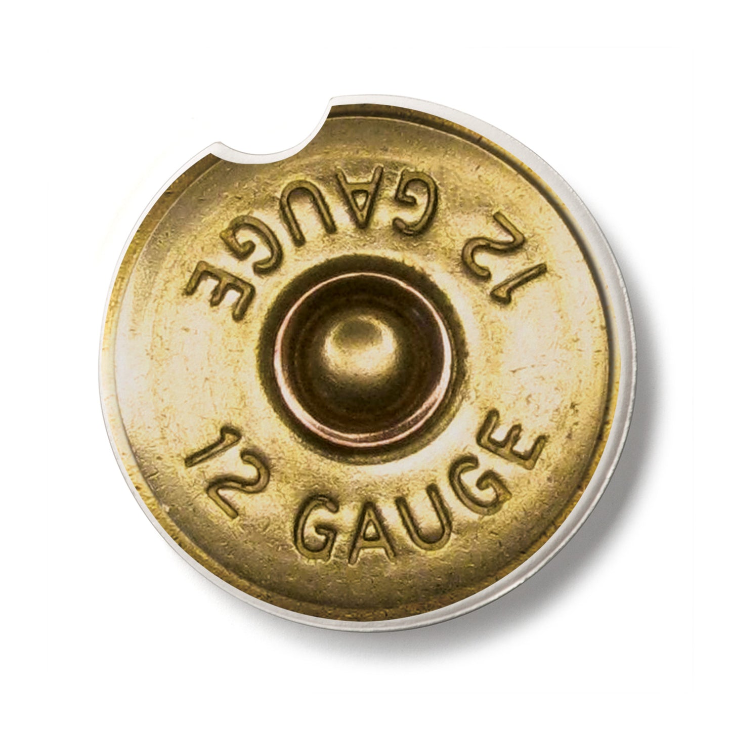 Shotgun Shell Single Absorbent Stone Car Coaster  2.6” Diameter Manufactured in the USA