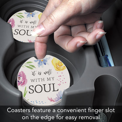 Thirstystone Well with My Soul Single Absorbent Stone Coaster for Vehicle Cup Holder 2.6” Diameter Manufactured in The USA